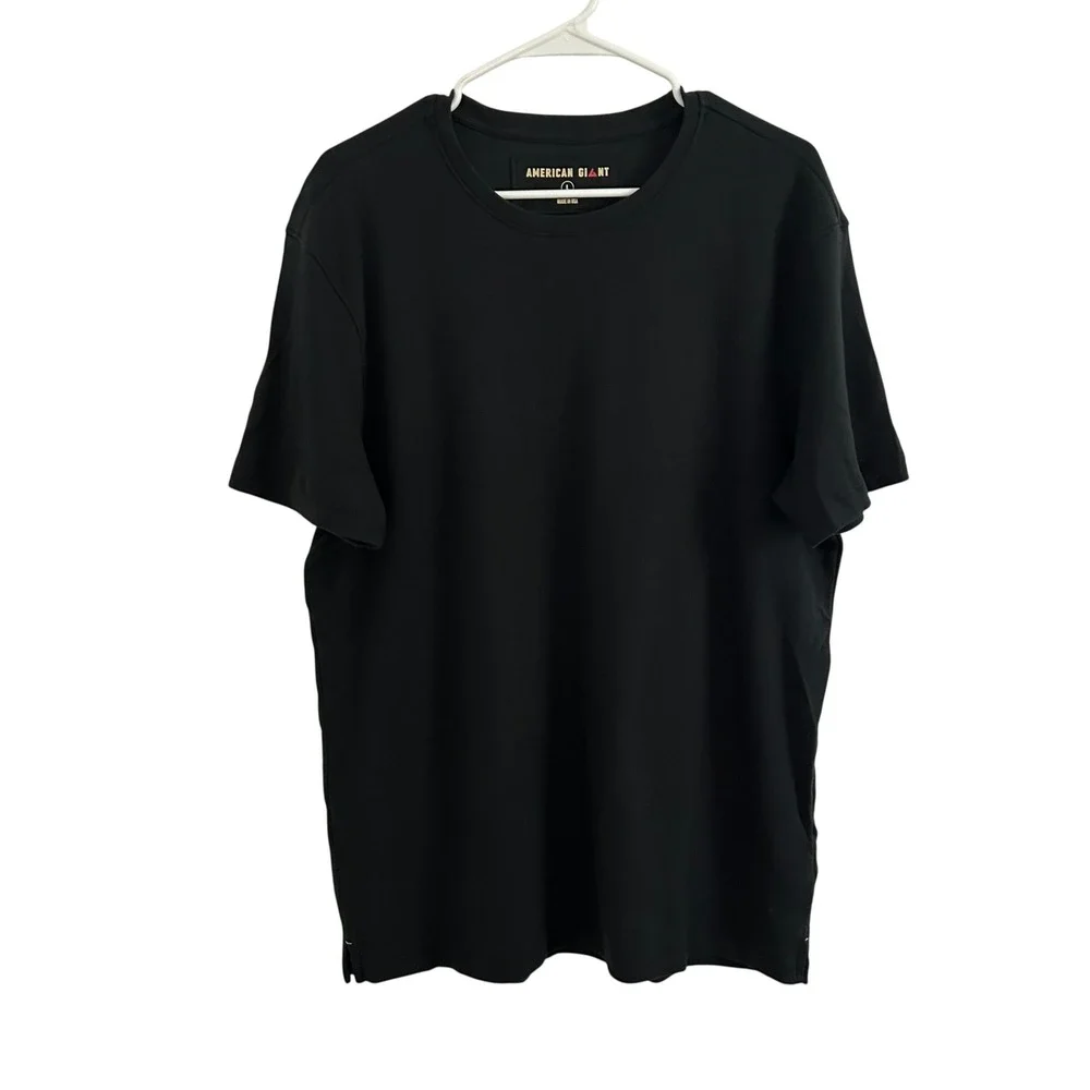 American Giant Mens Black Crewneck Short Sleeve Cotton Soft Tee Large NWOT